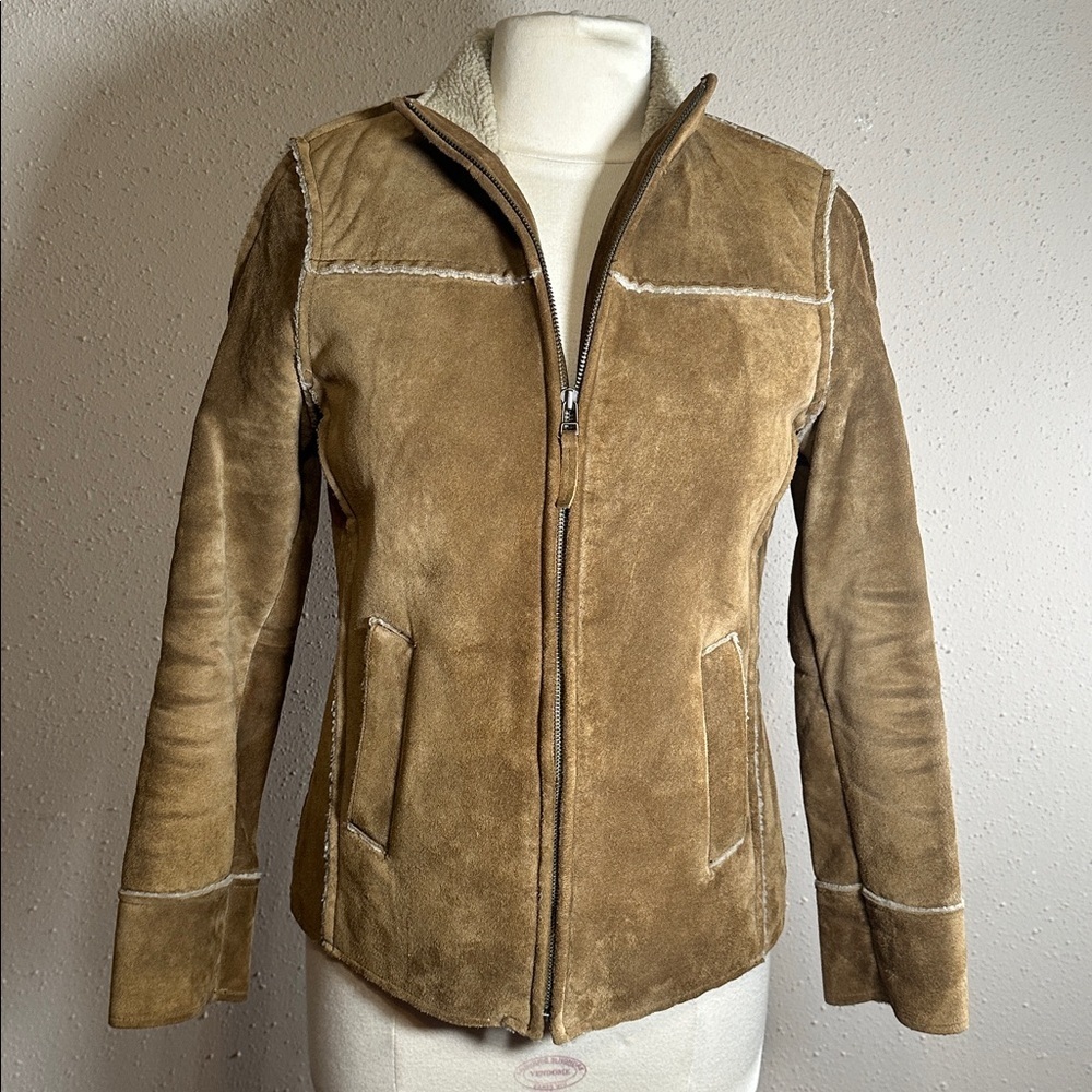 Vintage GAP 2002 Y2K Camel Cognac Tan Brown Sherpa lined jacket size XS women’s